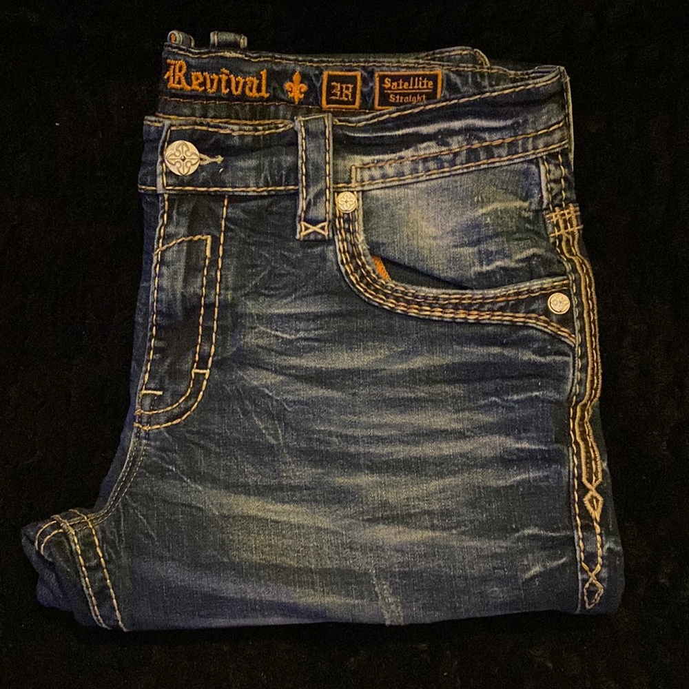 Mens, Blue Jeans, Rock Revival, 38x32